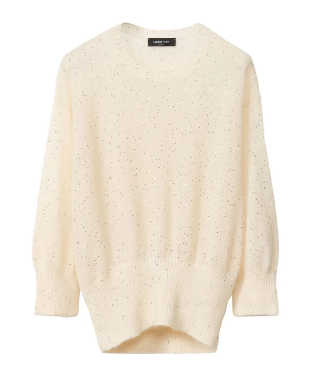 Sequin Crewneck 3/4 Sleeved Jumper