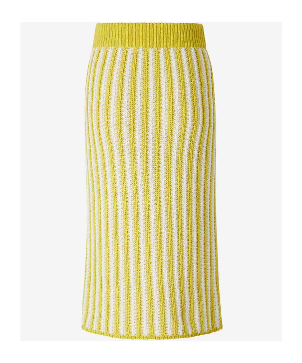 Striped Knitted Drawstring Midi Skirt