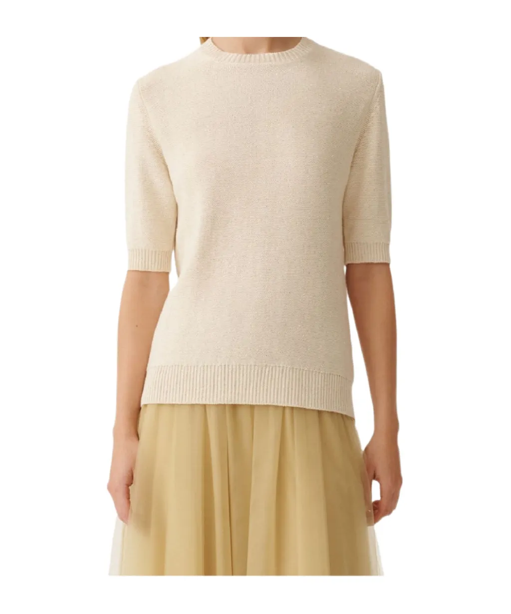 Sequinned Short Sleeved Crewneck Jumper