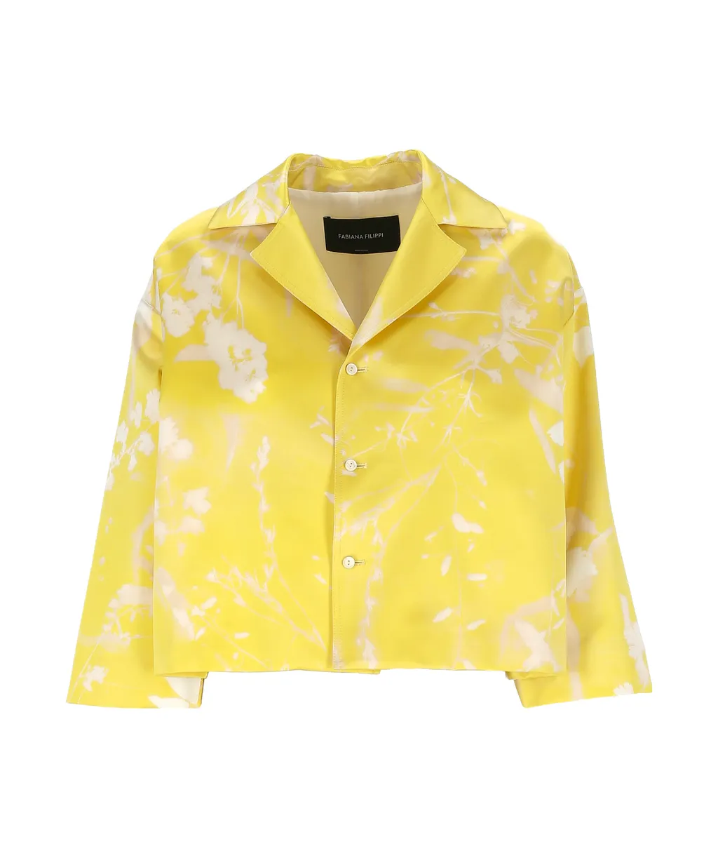 Graphic Printed Cropped Satin Jacket
