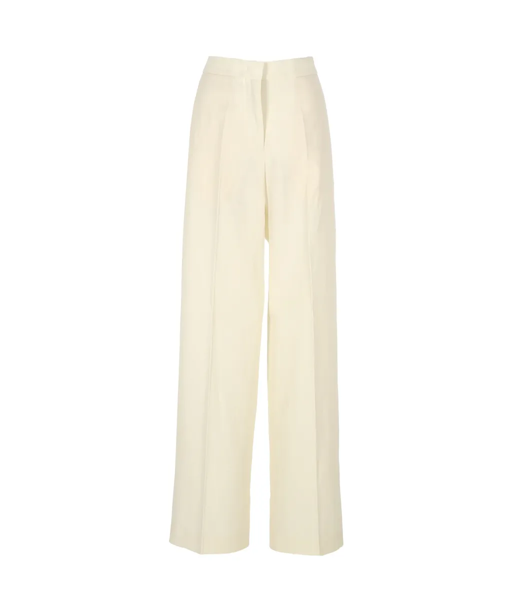 Straight-Leg Pleated Detail Trousers