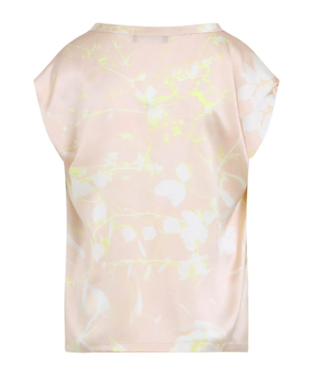 Graphic Printed Sleeveless Satin Top