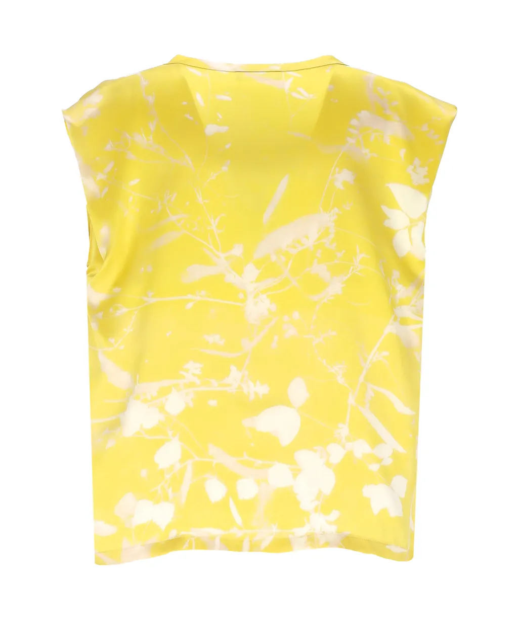 Graphic Printed Sleeveless Satin Top