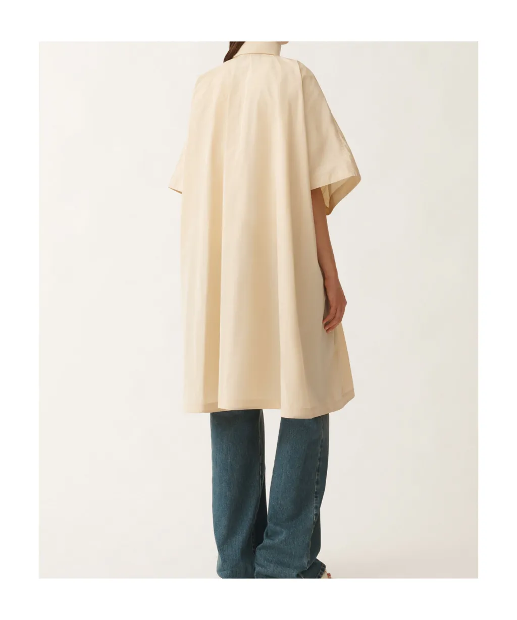 Tech Taffeta Drawstring Waist Long Cape