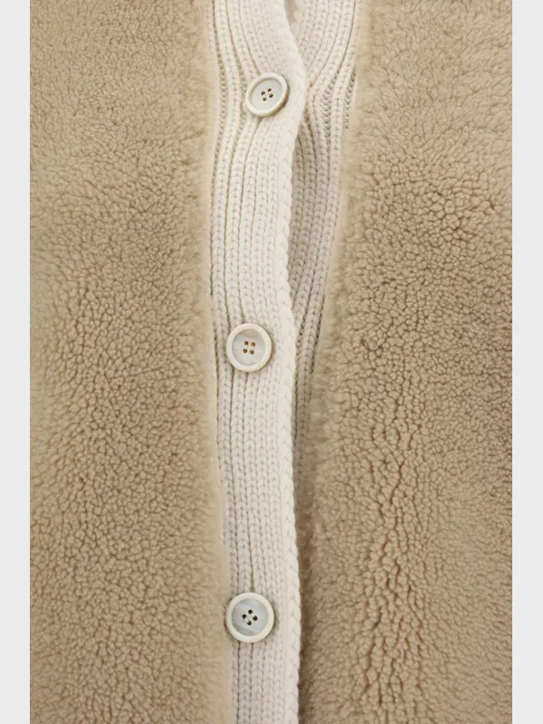 Button-Up Knitted-Panel Cardigan