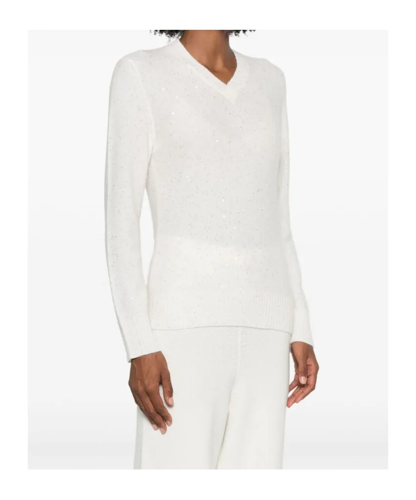 Sequin Embellished V-Neck Jumper