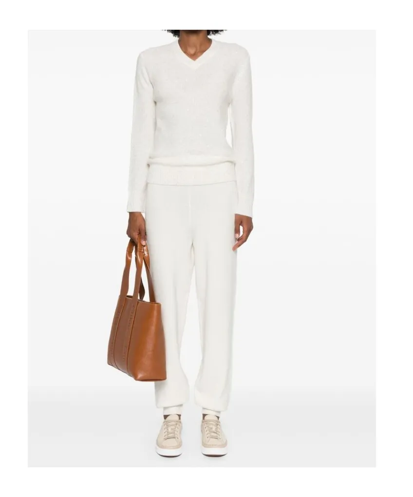 Sequin Embellished V-Neck Jumper