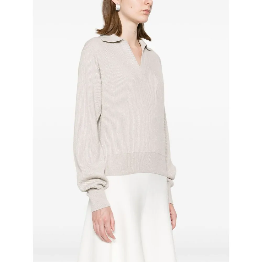 V-Neck Knitted Polo Jumper