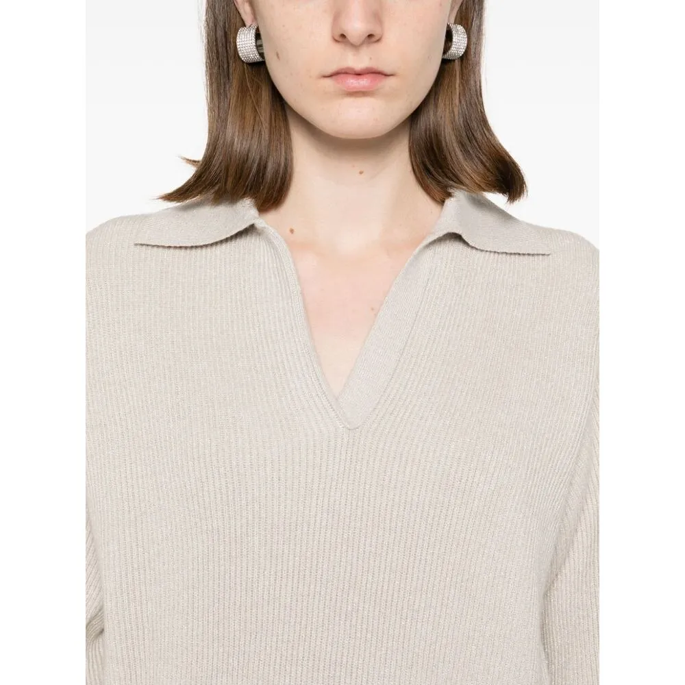 V-Neck Knitted Polo Jumper