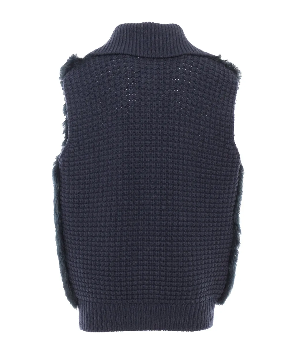 Shearling-Panelled Knitted Vest