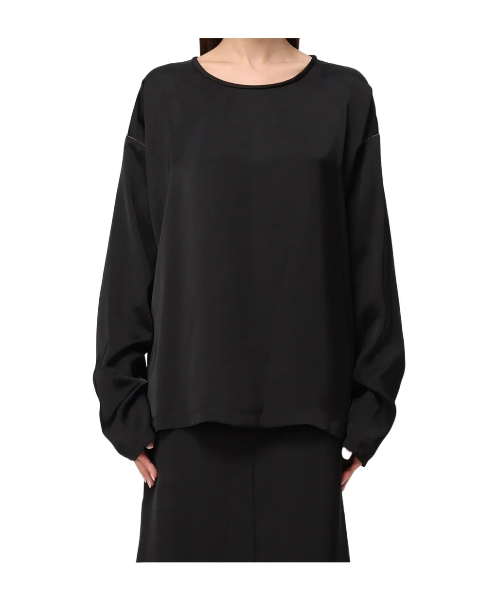 Crewneck Satin Blouse