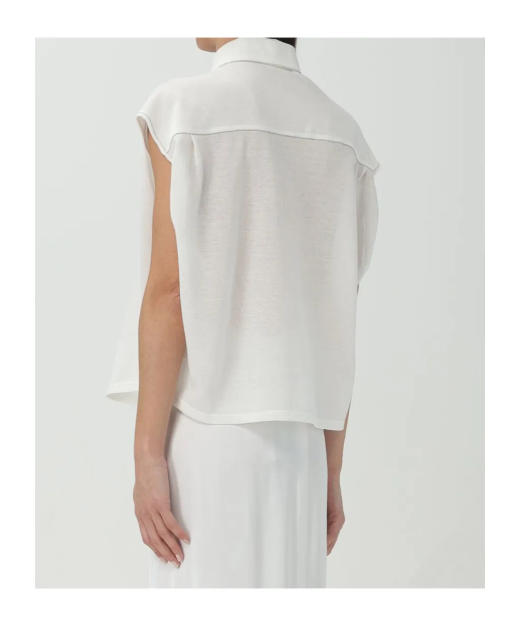 Sleeveless Lapel Shirt