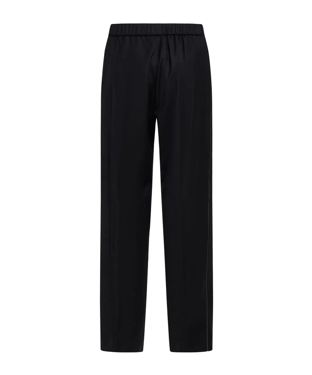 Elasticated Waistband Straight Leg Trousers