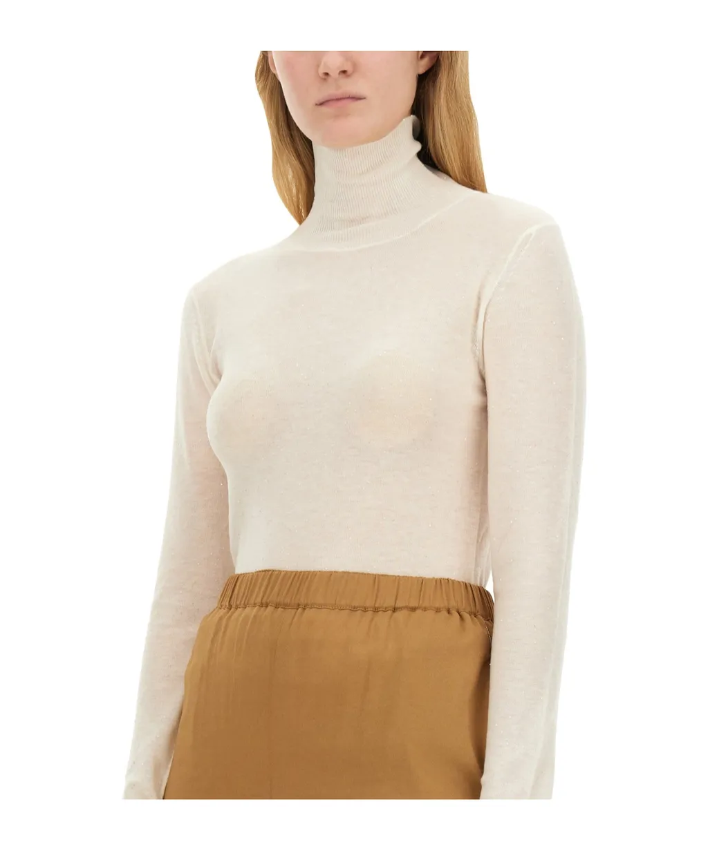 Sequinned Roll-Neck Knitted Jumper
