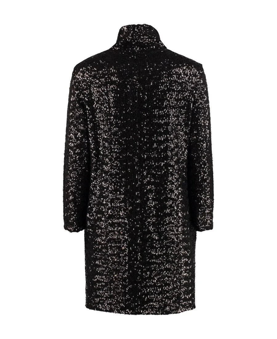 Sequin Embellished High-Neck Mini Dress