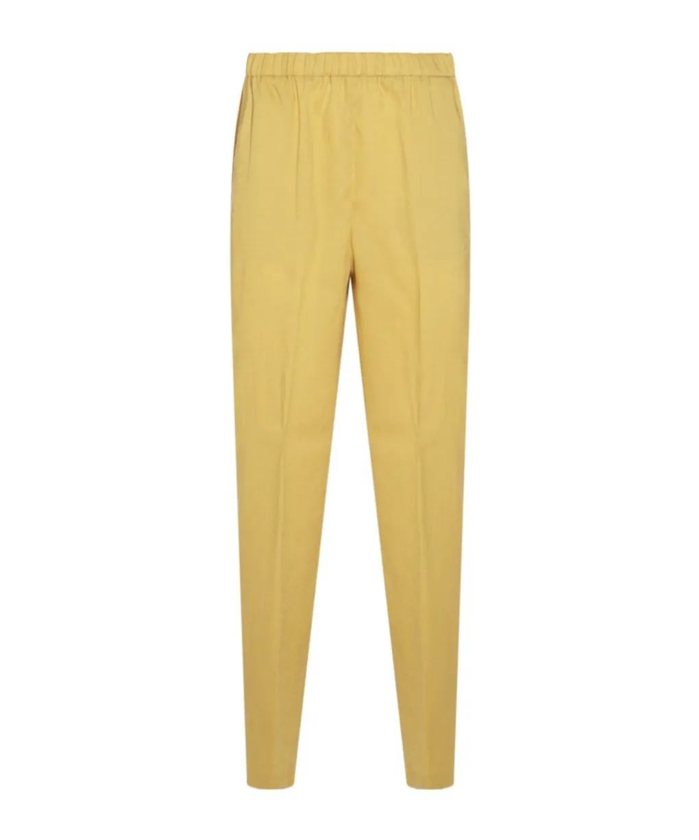 Elasticated-Waistband Tapered-Leg Trousers
