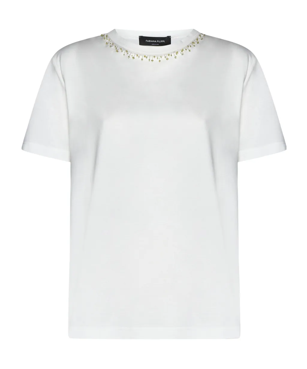 Bead-Embellished Jersey T-Shirt