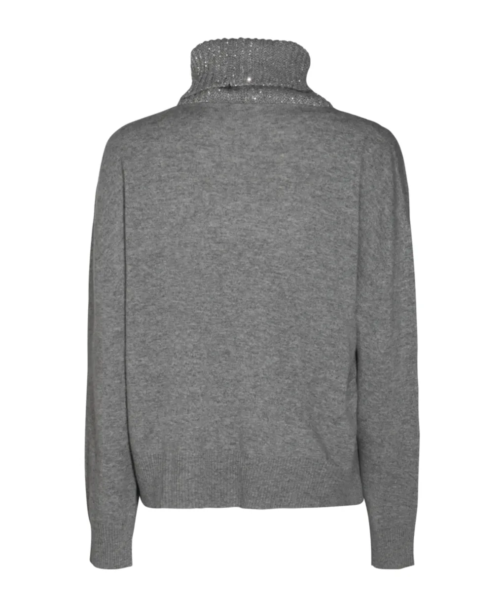 Sequined High Neck Knitted Jumper