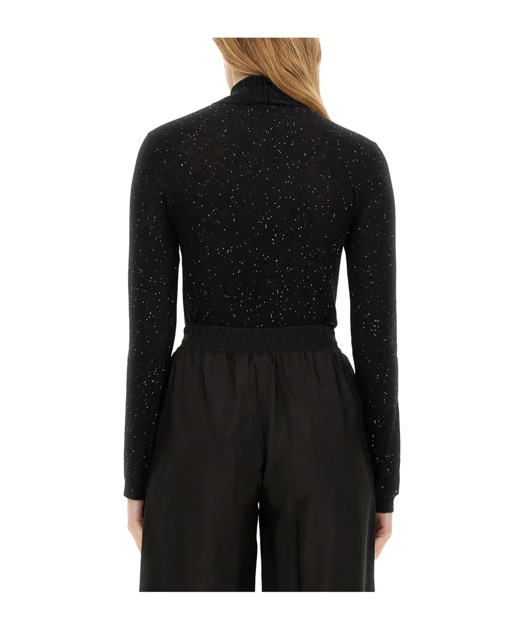 Sequinned Roll-Neck Knitted Jumper