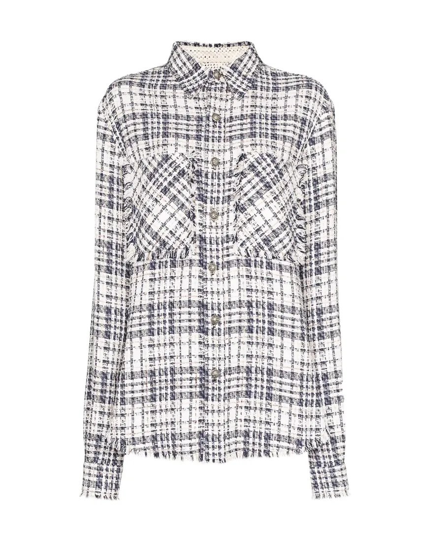 Shirt With Frayed Edges And Checked Outside