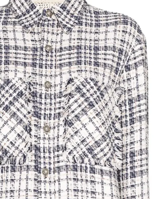 Shirt With Frayed Edges And Checked Outside