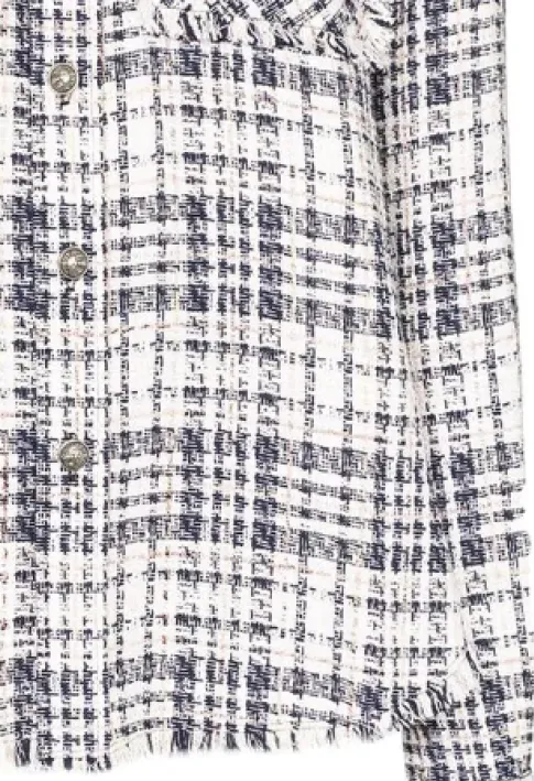 Shirt With Frayed Edges And Checked Outside