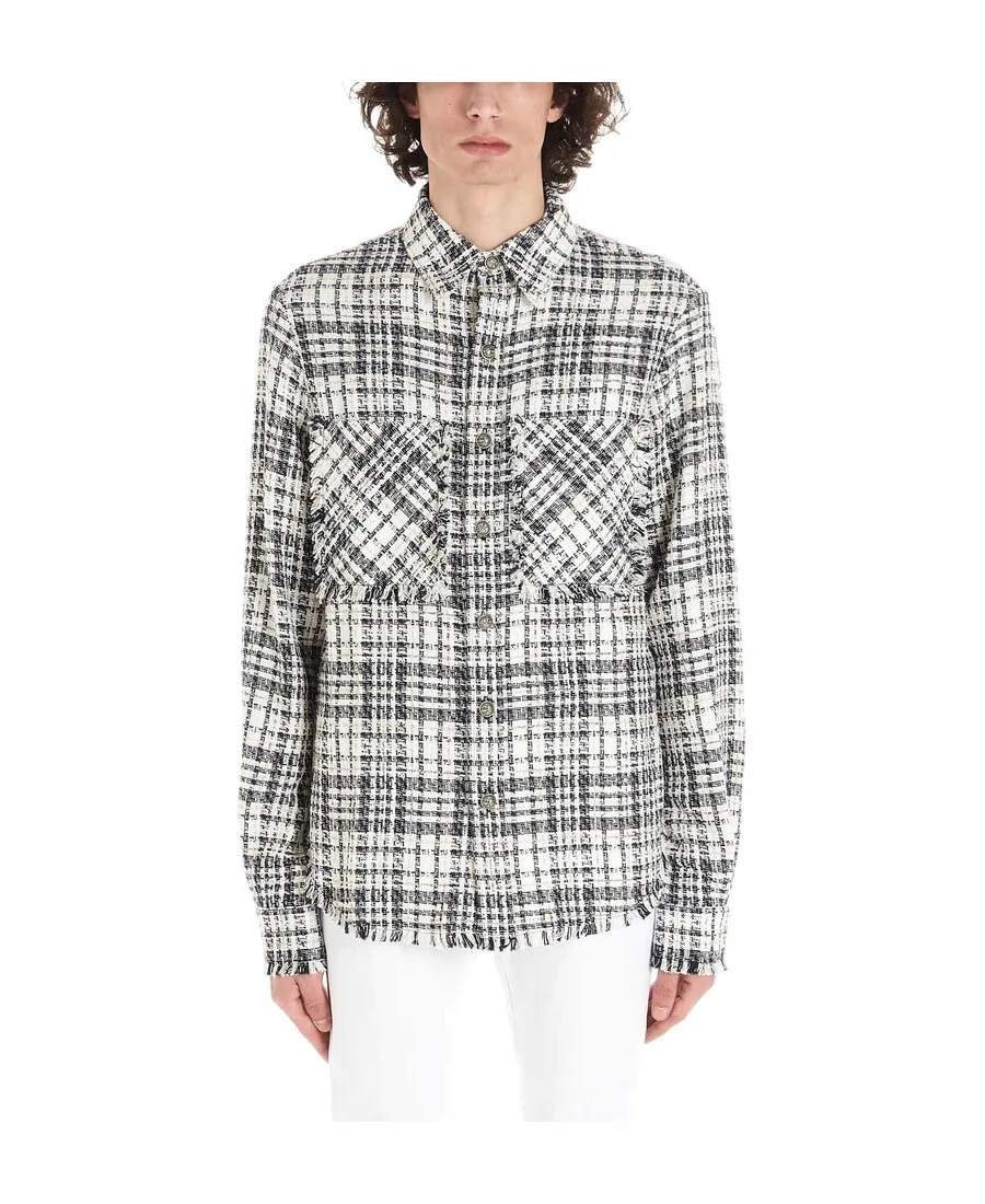 Shirt With Frayed Edges And Checked Outside