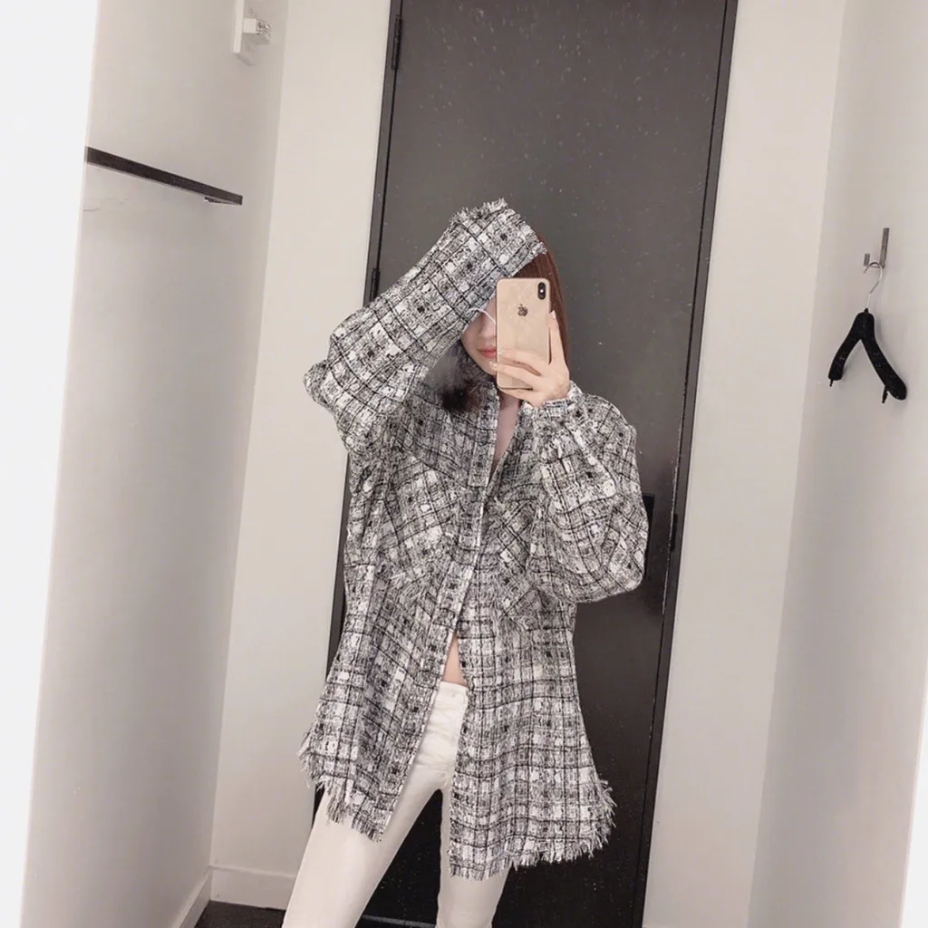 Shirt With Frayed Edges And Checked Outside