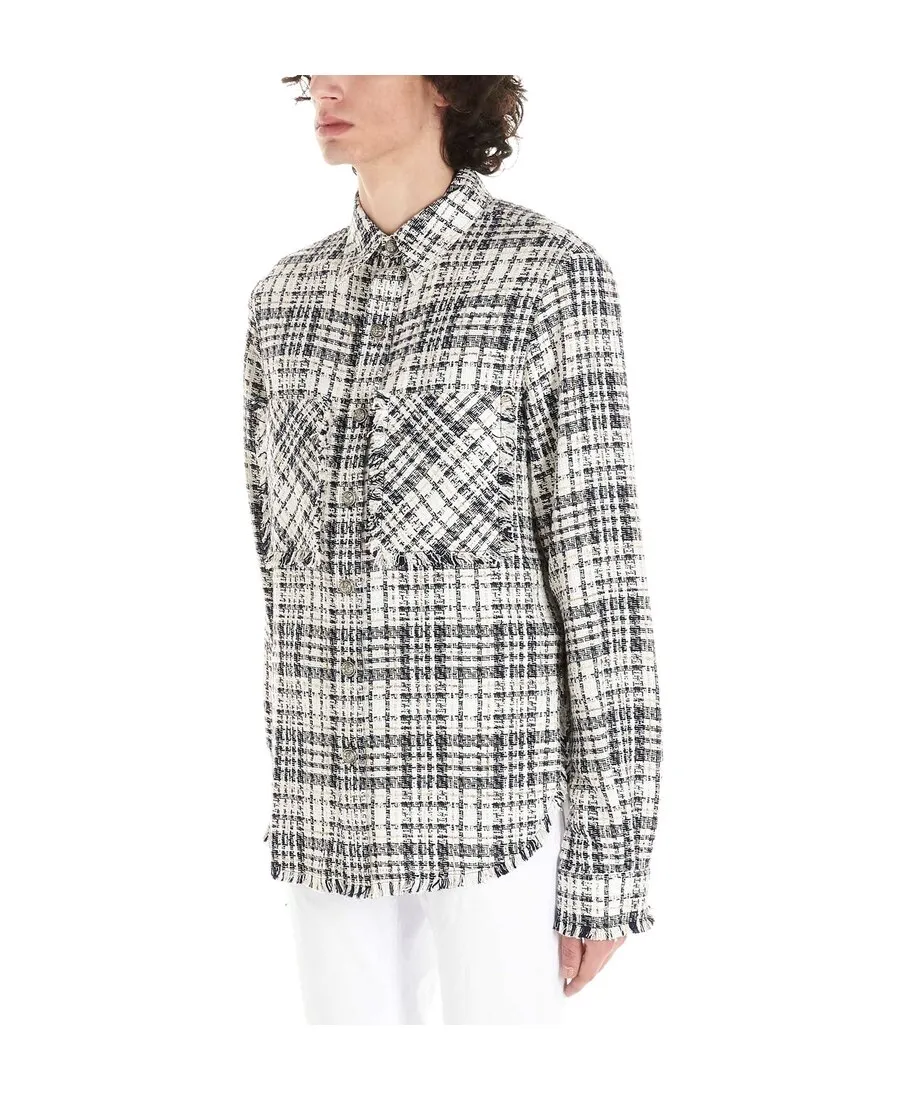 Shirt With Frayed Edges And Checked Outside
