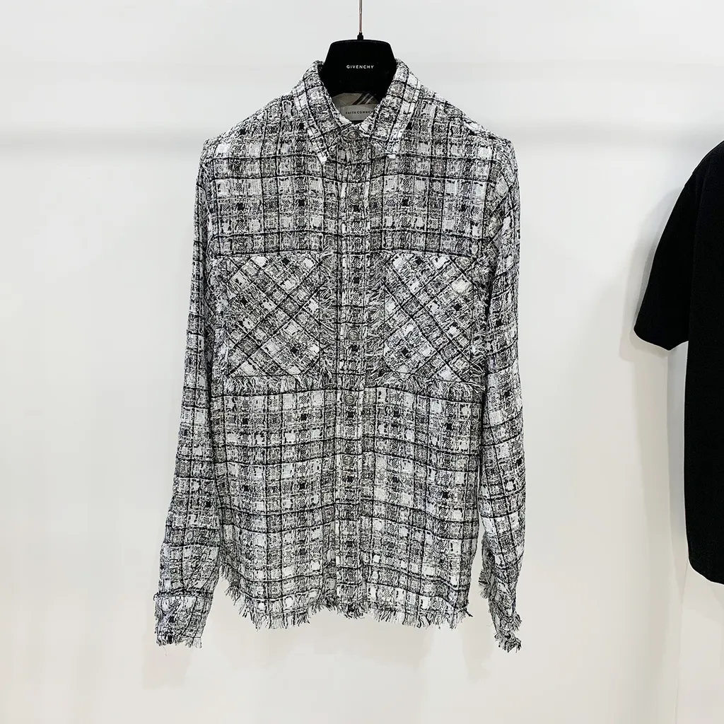 Shirt With Frayed Edges And Checked Outside