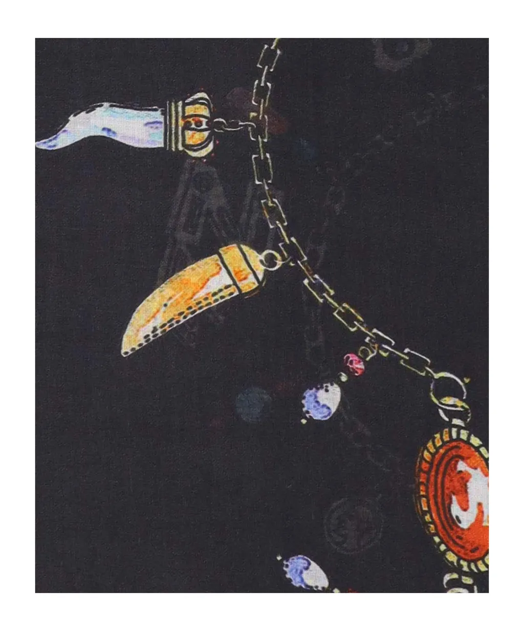 Graphic-Print Frayed Scarf