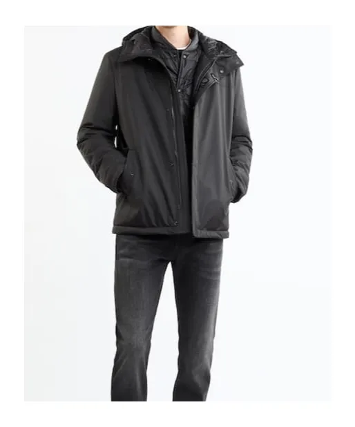 Nylon Hooded Caban Coat