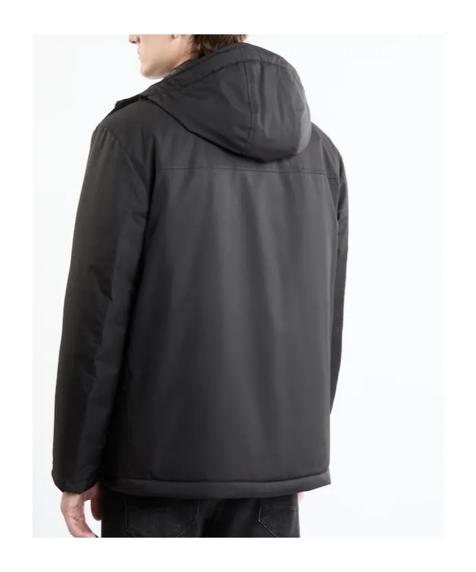Nylon Hooded Caban Coat