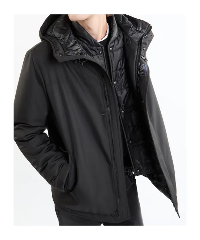 Nylon Hooded Caban Coat