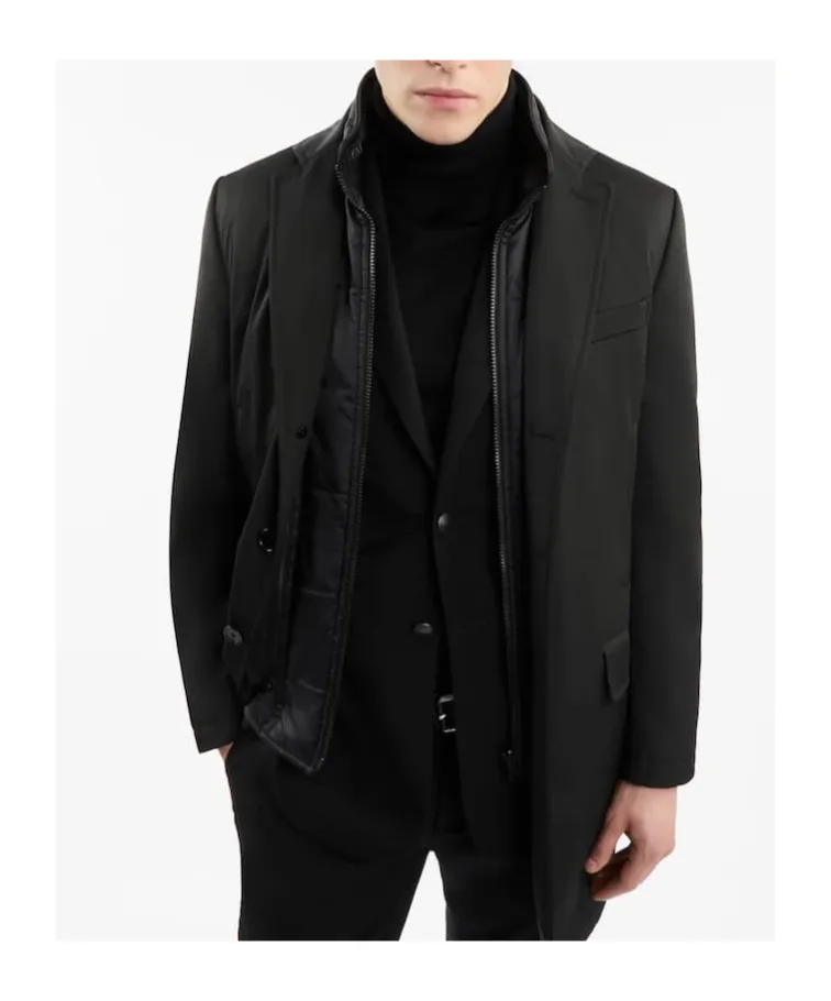 Padded Peak Lapel Coat