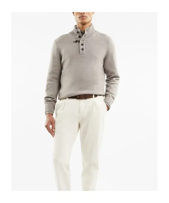 Button Mock Neck Sweater