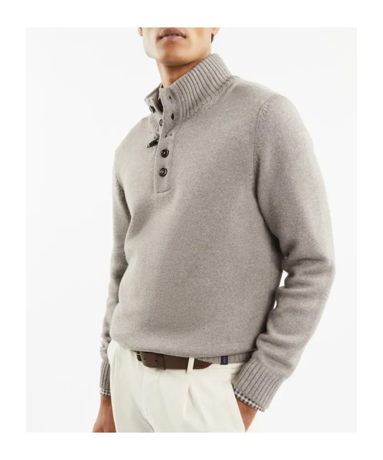 Button Mock Neck Sweater