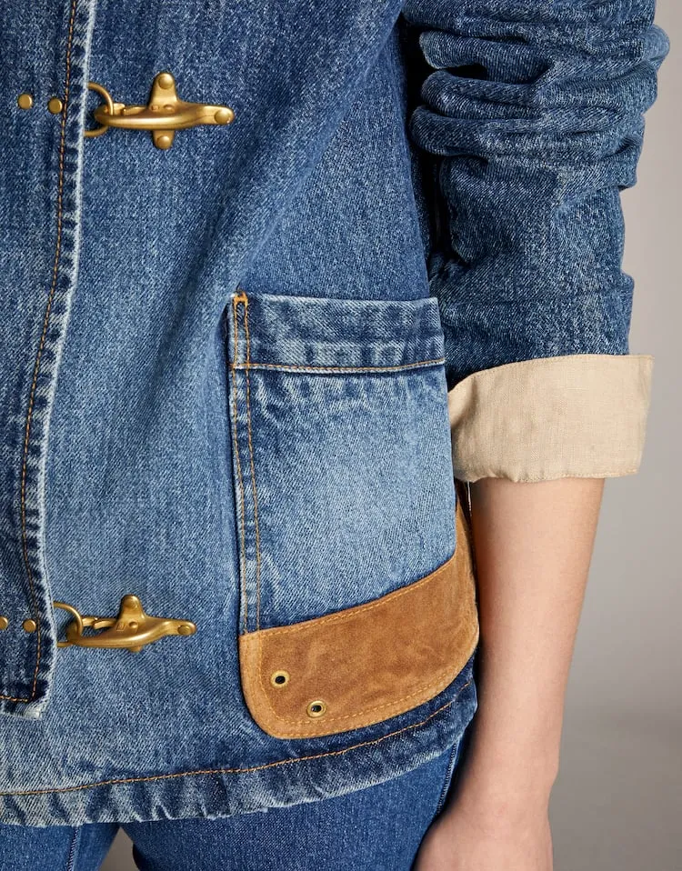 Hook-Closure Denim Jacket