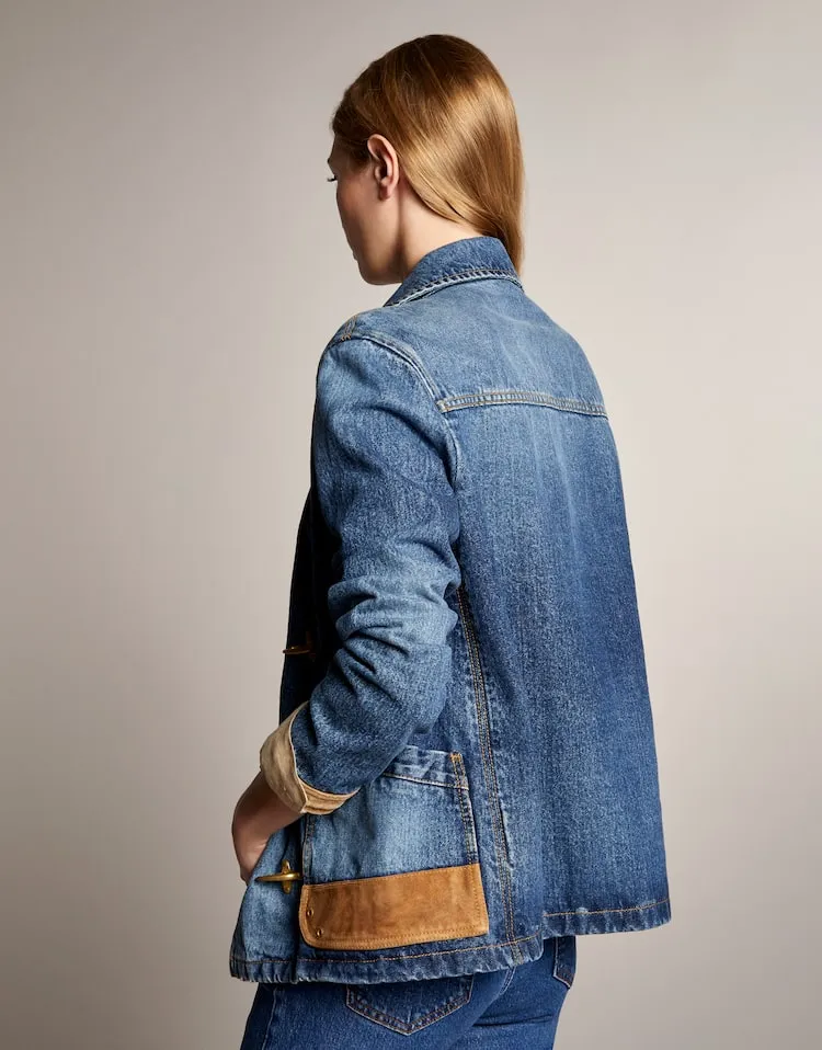 Hook-Closure Denim Jacket