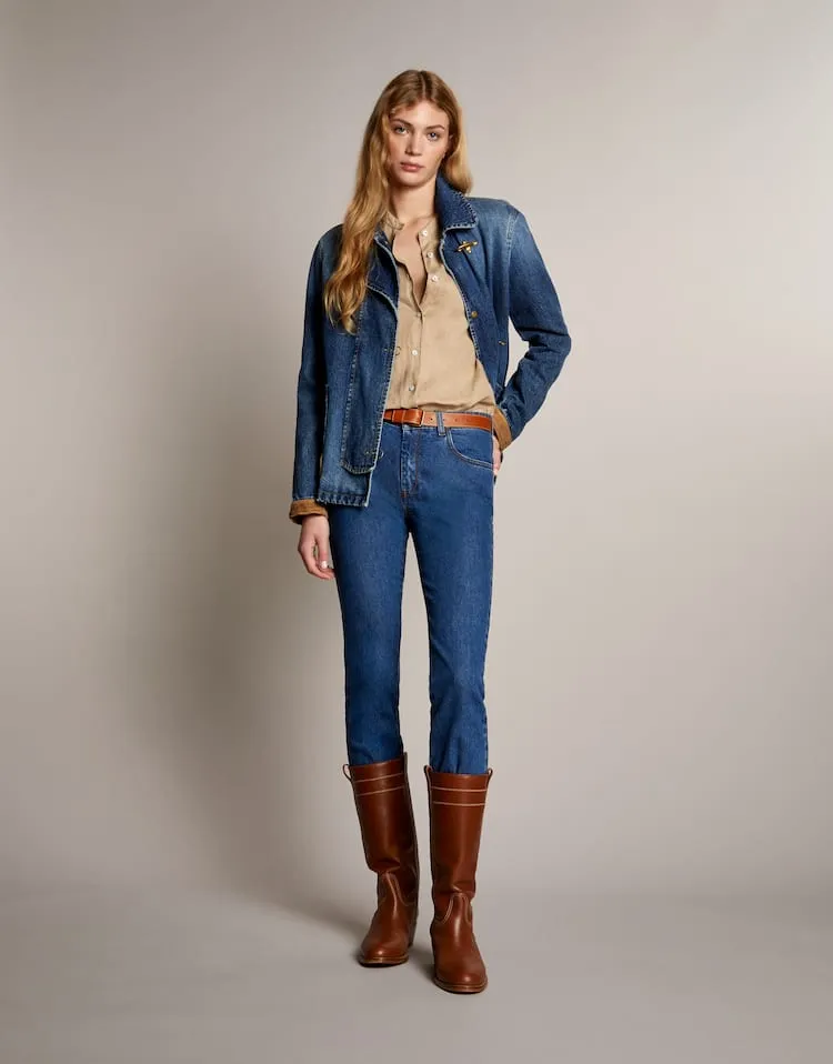 Hook-Closure Denim Jacket