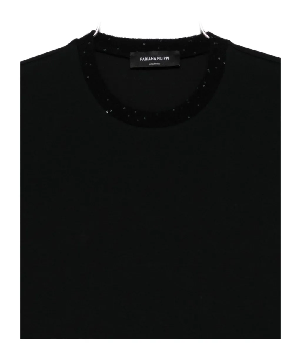 Embellished-Neckline T-Shirt