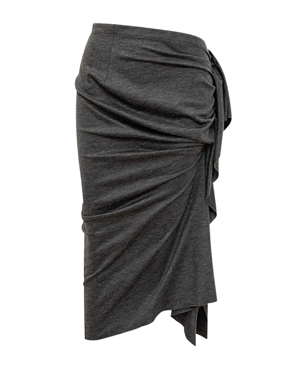 Asymmetric Draped Ruffled Skirt