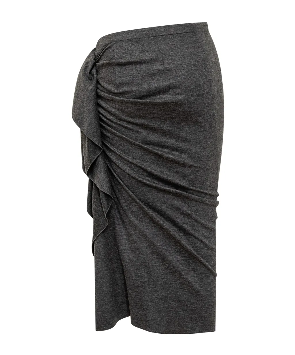 Asymmetric Draped Ruffled Skirt
