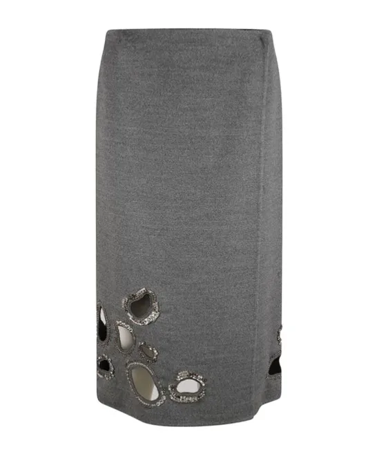 Cut-Out Embellished Midi Skirt