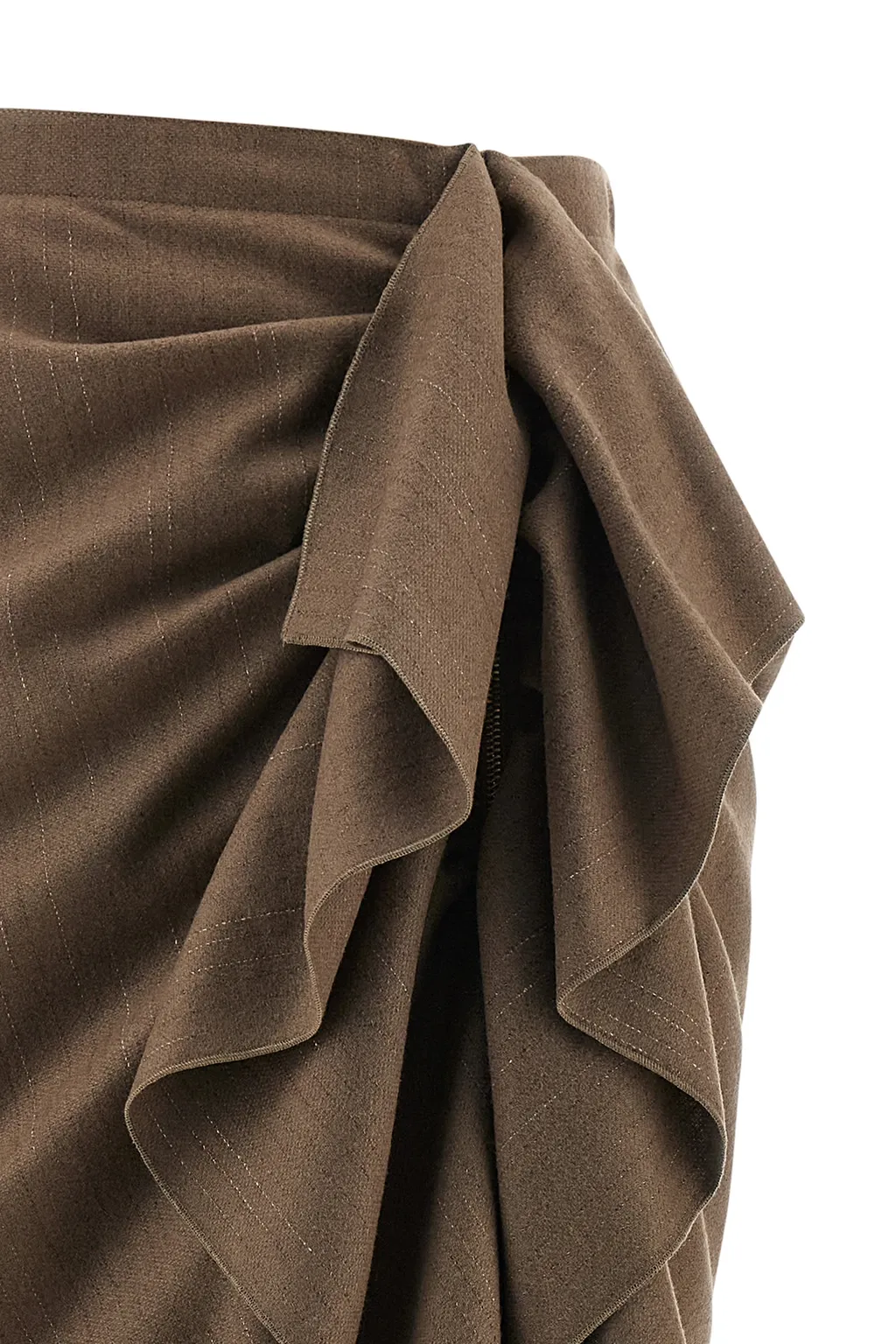 Pinstripe Ruffle Midi Skirt