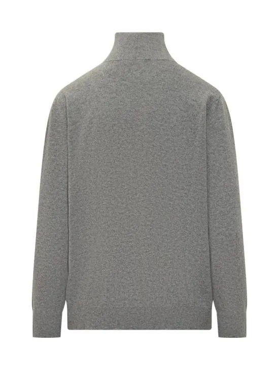 High-Neck Pin-Detail Sweater