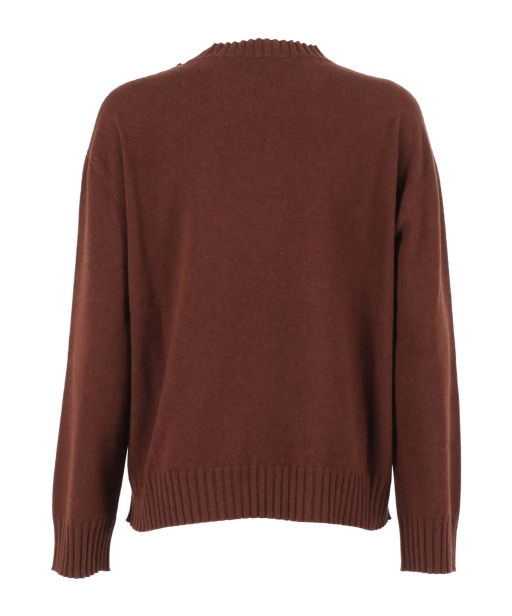 Ribbed-Hem Crew-Neck Sweater