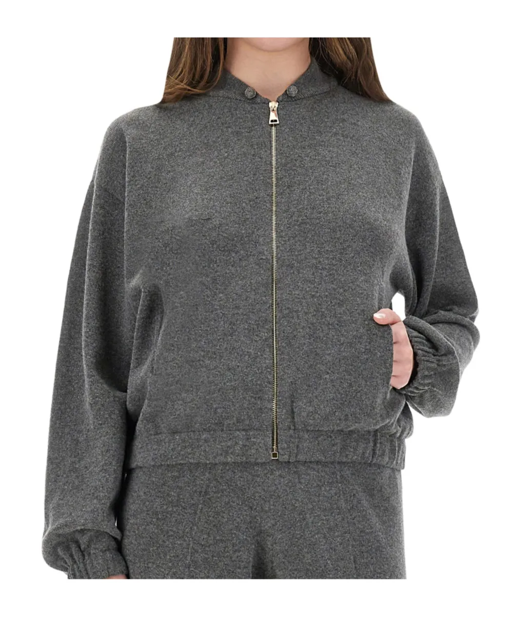 Ball Pin Embellished Zipped Cardigan