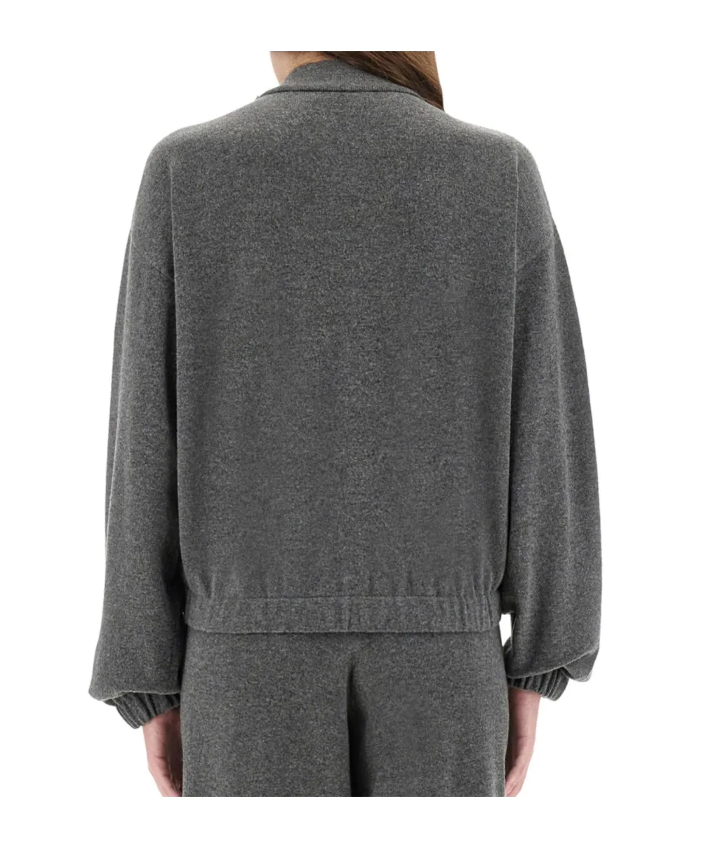 Ball Pin Embellished Zipped Cardigan
