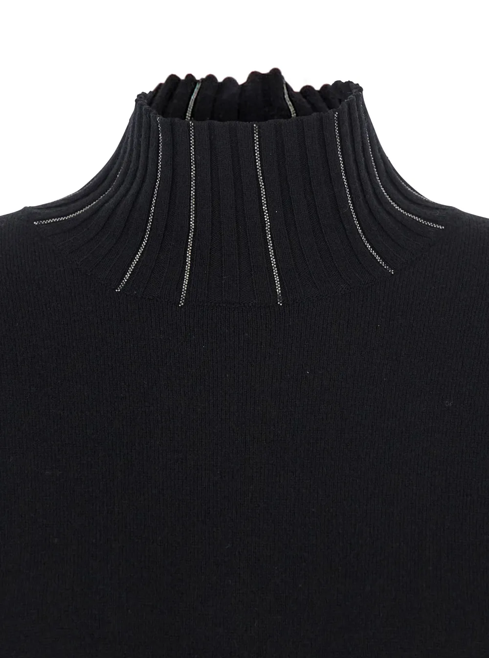 Mock-Neck Embellished Midi Dress